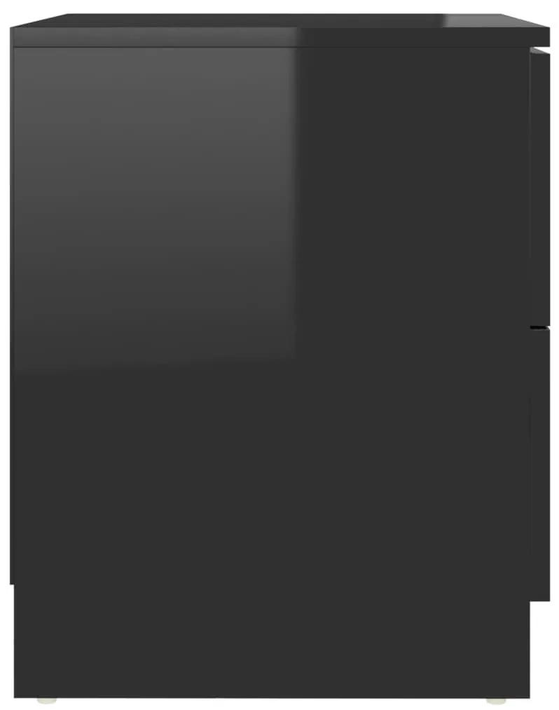 Κομοδίνα 2 τεμ. Γυαλιστερό Μαύρο 40x40x50 εκ. από Μοριοσανίδα - Μαύρο