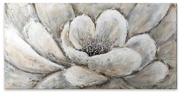 Πίνακας σε καμβά "Silver Flowers" Megapap ψηφιακής εκτύπωσης 140x70x3εκ.