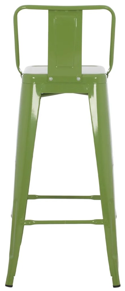 Σκαμπό bar με πλάτη μεταλλικό Melita-Pro light olive green 42x42x100Υ εκ.