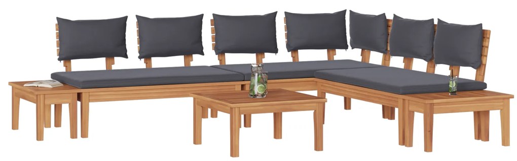 vidaXL Σετ Παγκάκι Κήπου 3 pcs Καφέ, Γκρί Πολυ rattan, βαμμένο ατσάλι