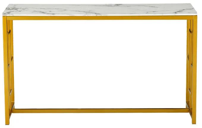 Κονσόλα Eccento pakoworld χρυσό-επιφάνεια λευκό μαρμάρου 8mm 120x40x71.5εκ