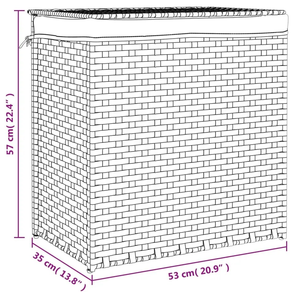 Καλάθι Πλυντηρίου 2 Τμήματα Μαύρο 53x35x57εκ. Συνθετικό Ρατάν - Μαύρο