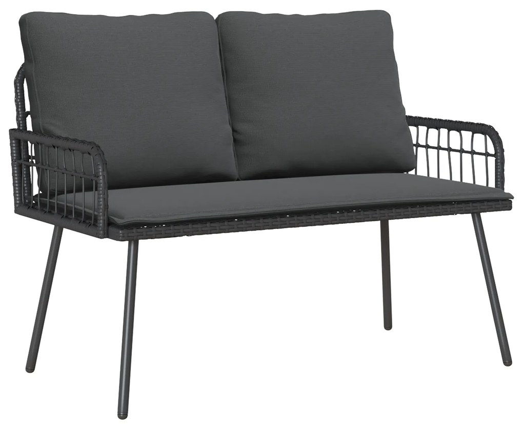 vidaXL Μπαλκονάκι Παγκάκι Μαύρο 114x64x78 εκ, Πολυ Ρατάν