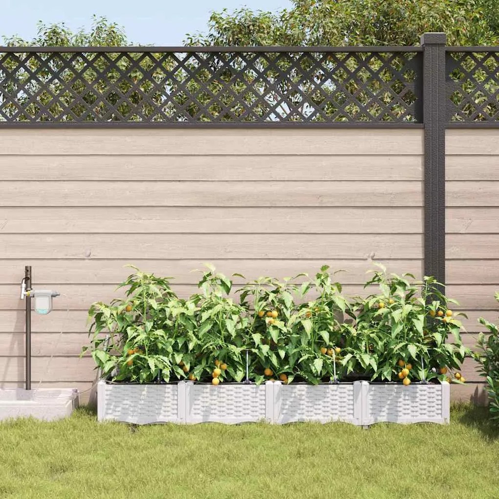 vidaXL Ζαρντινιέρες κήπου Λευκό 160 x 40 x 22 cm Ατσάλι