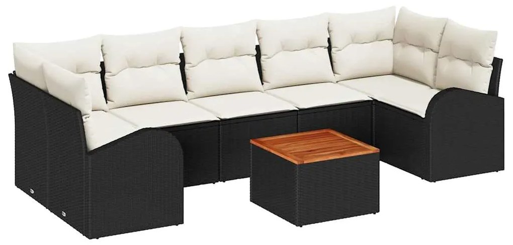 vidaXL Σετ Καναπέ Κήπου με μαξιλάρι 8 pcs Μαύρο συνθετικό ρατάν