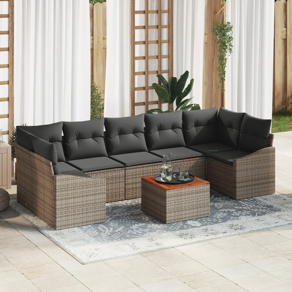 vidaXL Σετ Σαλονιού Κήπου 8 pcs Γκρι 55 x 55 x 37 εκ Ρατάν, Ξύλο