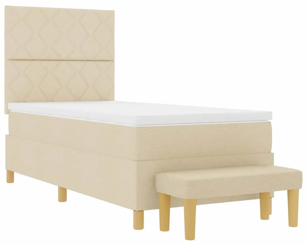 vidaXL Κρεβάτι με ελατήρια με στρώμα Κρεμ 90 x 190 cm ύφασμα
