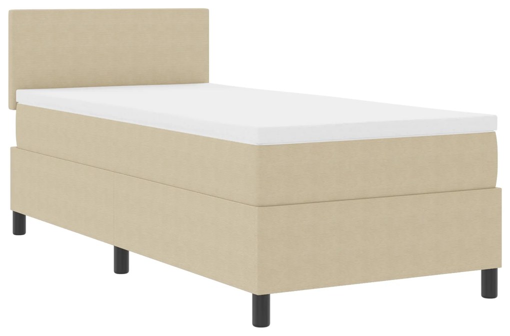 vidaXL Κρεβάτι Box Spring με Στρώμα Ανοιχτό Πράσινο Γκρι 90x200 εκ. Βελούδινο Ύφασμα