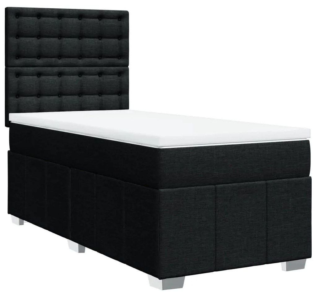 vidaXL Κρεβάτι Boxspring με Στρώμα Μαύρο 100 x 200 εκ. Υφασμάτινο