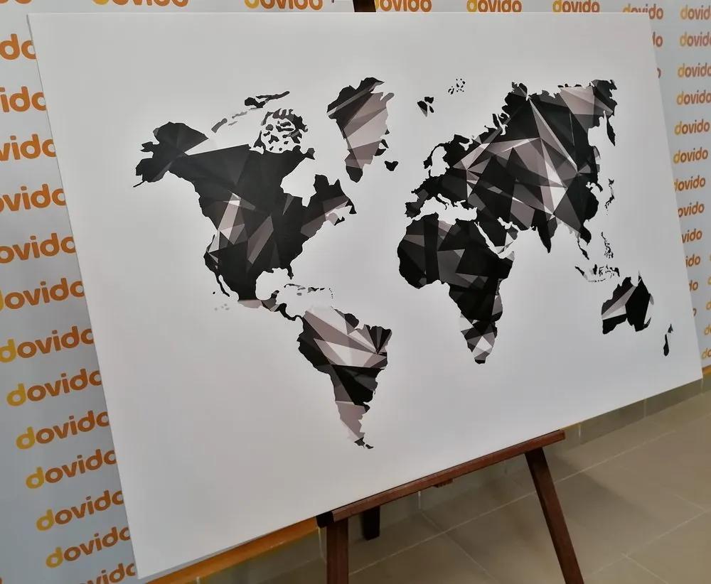 Εικόνα του παγκόσμιου χάρτη σε διανυσματική σχεδίαση γραφικών σε ασπρόμαυρο - 120x80