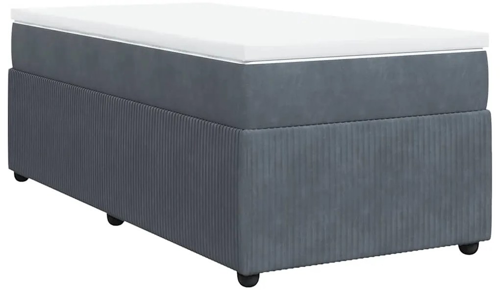 vidaXL Κρεβάτι Boxspring με Στρώμα Σκούρο Γκρι 80x200 εκ. Βελούδινο
