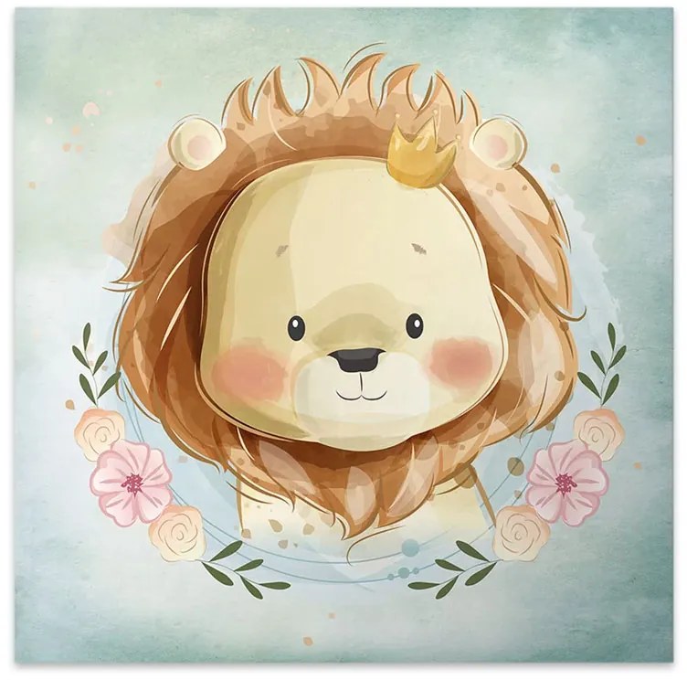 Πίνακας σε καμβά "Baby Lion" Megapap ψηφιακής εκτύπωσης 40x40x3εκ.-GP033-0104