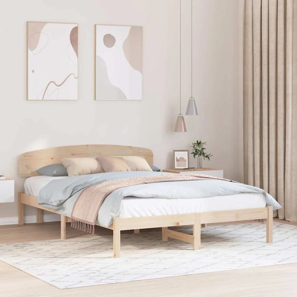 vidaXL Σκελετός Κρεβατιού Καφέ 150 x 200 cm Μασίφ ξύλο πεύκου