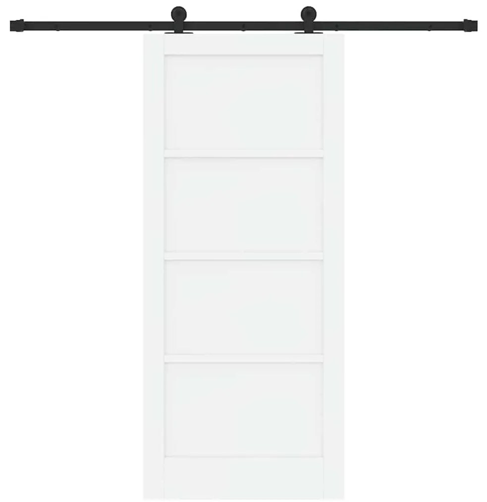 vidaXL Σετ Συρόμενης Πόρτας Λευκό και μαύρο 86 x 198.5 cm