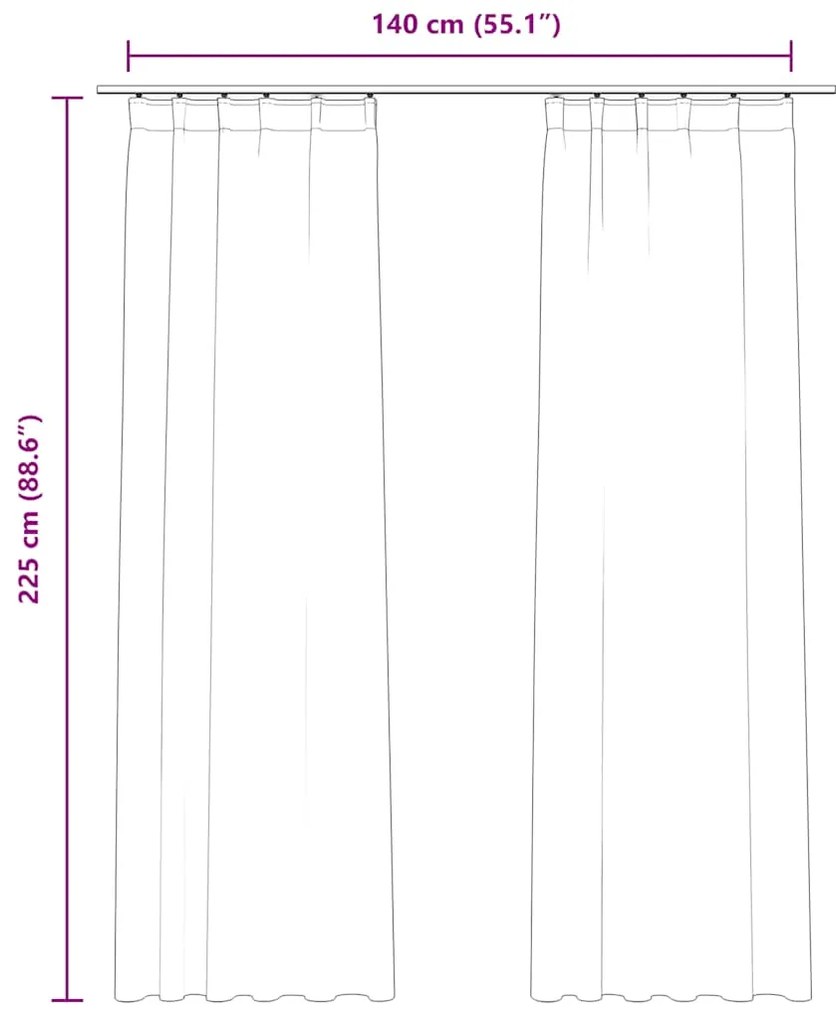 vidaXL Κουρτίνες Συσκότισης με Γάντζους 2 τεμ. Μπεζ 140x225 εκ Βελούδο