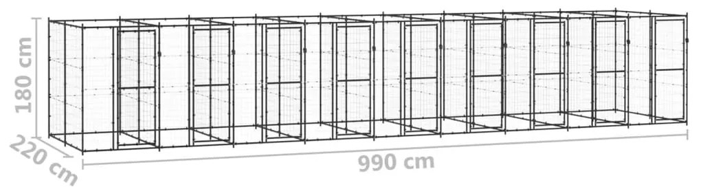 vidaXL Κλουβί Σκύλου Εξωτερικού Χώρου 21,78 μ² από Ατσάλι