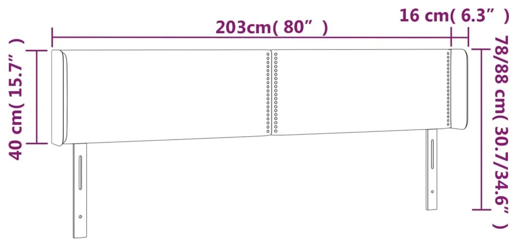 vidaXL Κεφαλάρι Κρεβατιού LED Λευκό 203x16x78/88 εκ. Συνθετ. Δέρμα