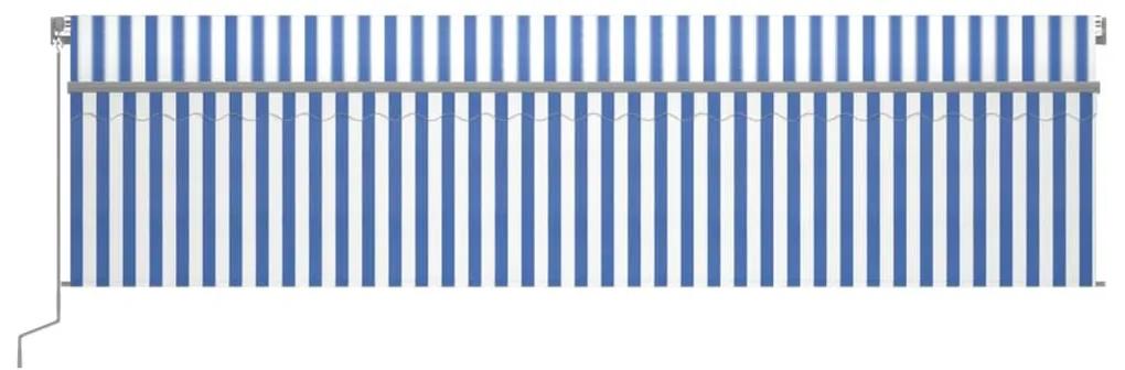 Τέντα Συρόμενη Χειροκίνητη με Σκίαστρο Μπλε / Λευκό 6 x 3 μ. - Μπλε