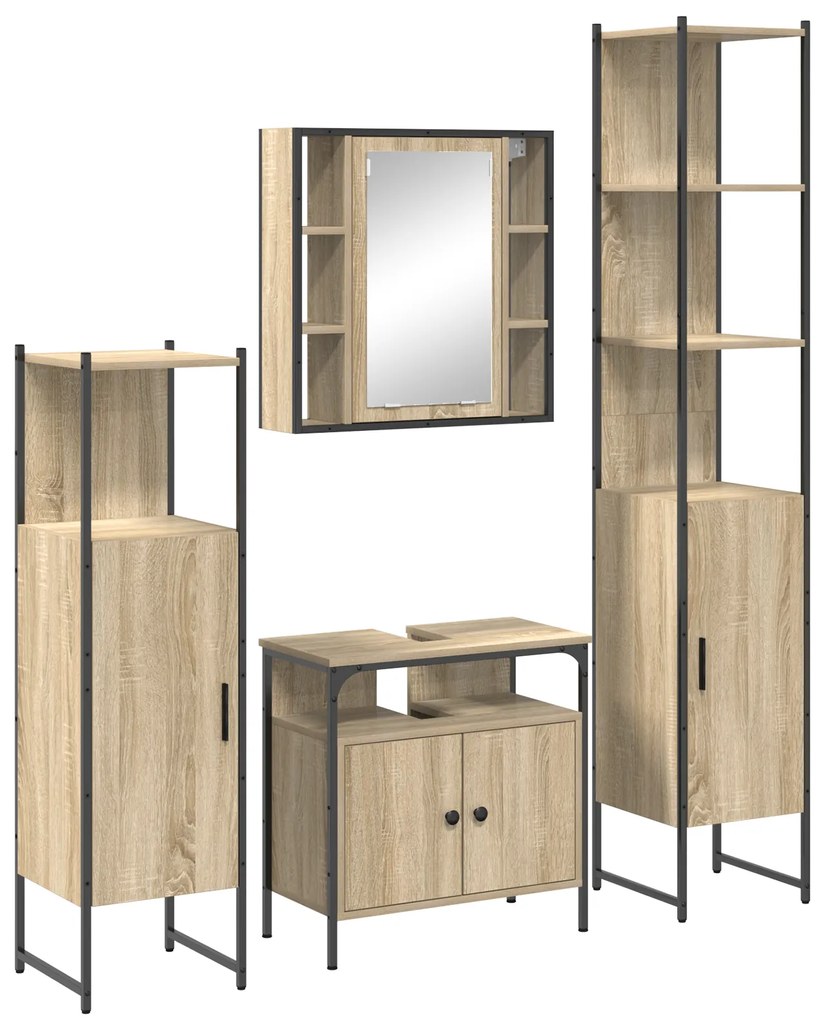 vidaXL Σετ Επίπλων Μπάνιου Άλλο 4 pcs Sonoma Δρυς 33 x 33 x 185.5 εκ