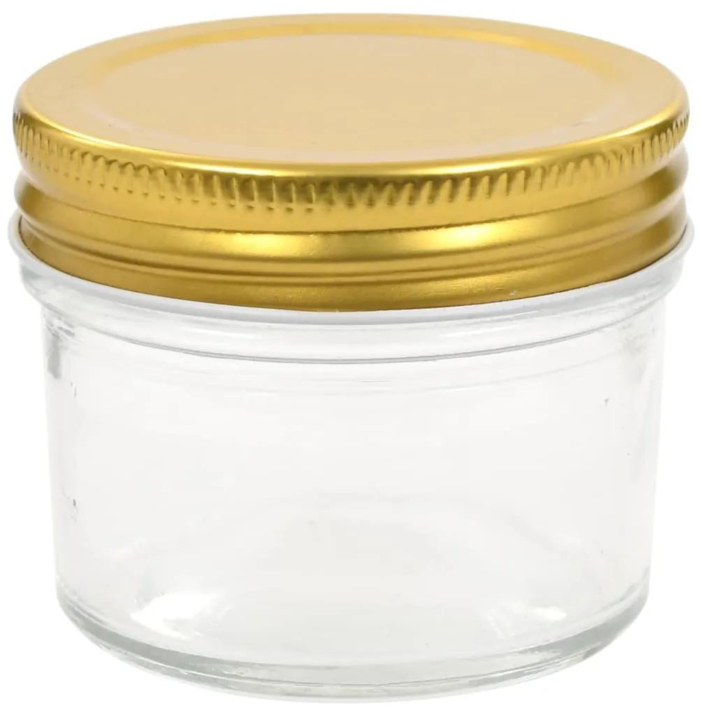 vidaXL Βάζα Μαρμελάδας 24 τεμ. 110 ml Γυάλινα με Χρυσά Καπάκια