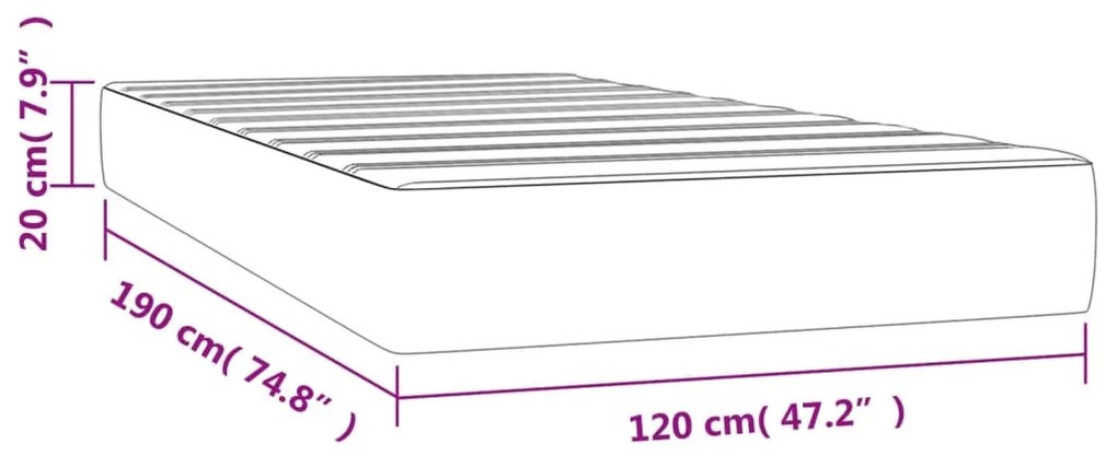 Στρώμα με Pocket Springs Σκούρο Πράσινο 120x190x20 εκ Βελούδινο - Λευκό