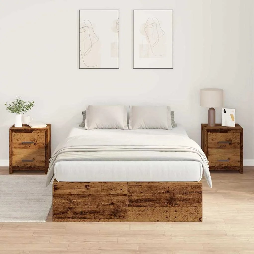 vidaXL Σκελετός Κρεβατιού Παλαιό ξύλο 200 x 180 x 31.5 εκ.