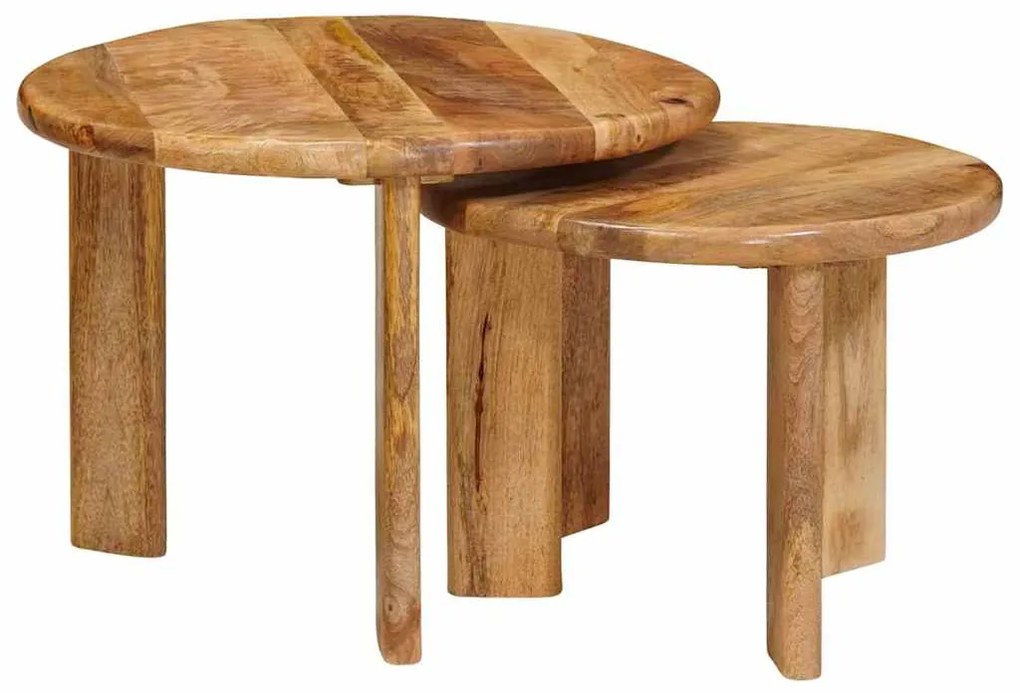 vidaXL Τραπεζάκια Καφέ Στερεών 2 pcs Καφέ Στερεό ξύλο μάνγκο