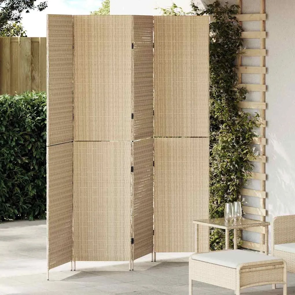 vidaXL Διαχωριστικό Δωματίου Μπεζ 196 x 200 cm συνθετικό ρατάν