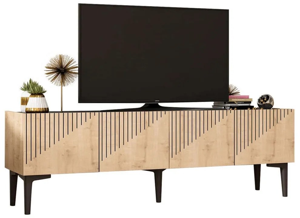Έπιπλο Τηλεόρασης HM9435.01 154x37x45cm Natural-Black Μελαμίνη