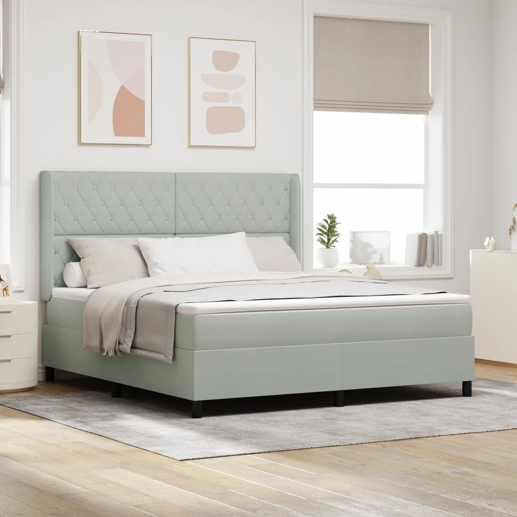 vidaXL Κρεβάτι με Στρώμα Light Grey 180x200 cm Βελούδο