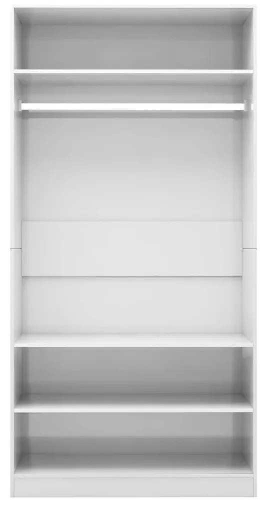 vidaXL Ντουλάπα Γυαλιστερό Λευκό 100 x 50 x 200 εκ. από Επεξ. Ξύλο