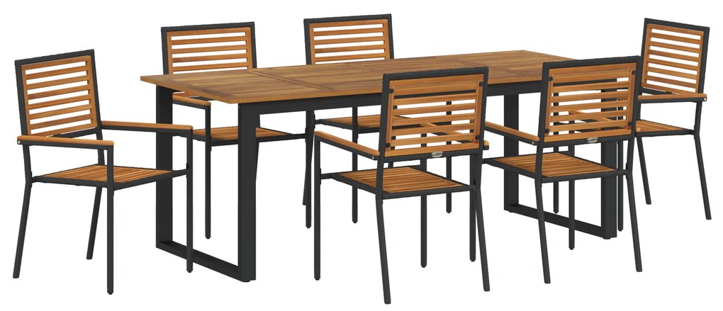 vidaXL Σετ Υπαίθριας Μαγειρικής 7 pcs Μαύρο 200 x 90 x 75 cm
