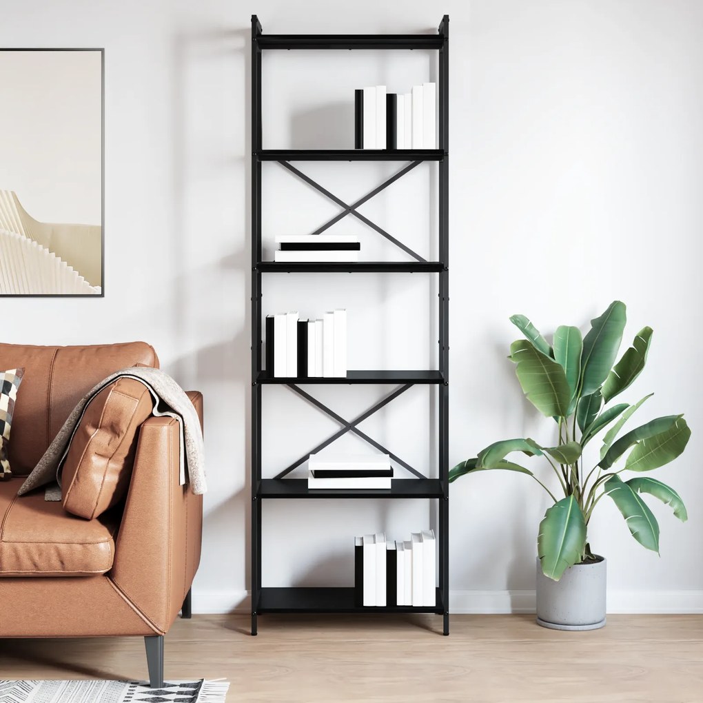 vidaXL Βιβλιοθήκη Μαύρη δρυς 60 x 30 x 188 εκ Μοριοσανίδα