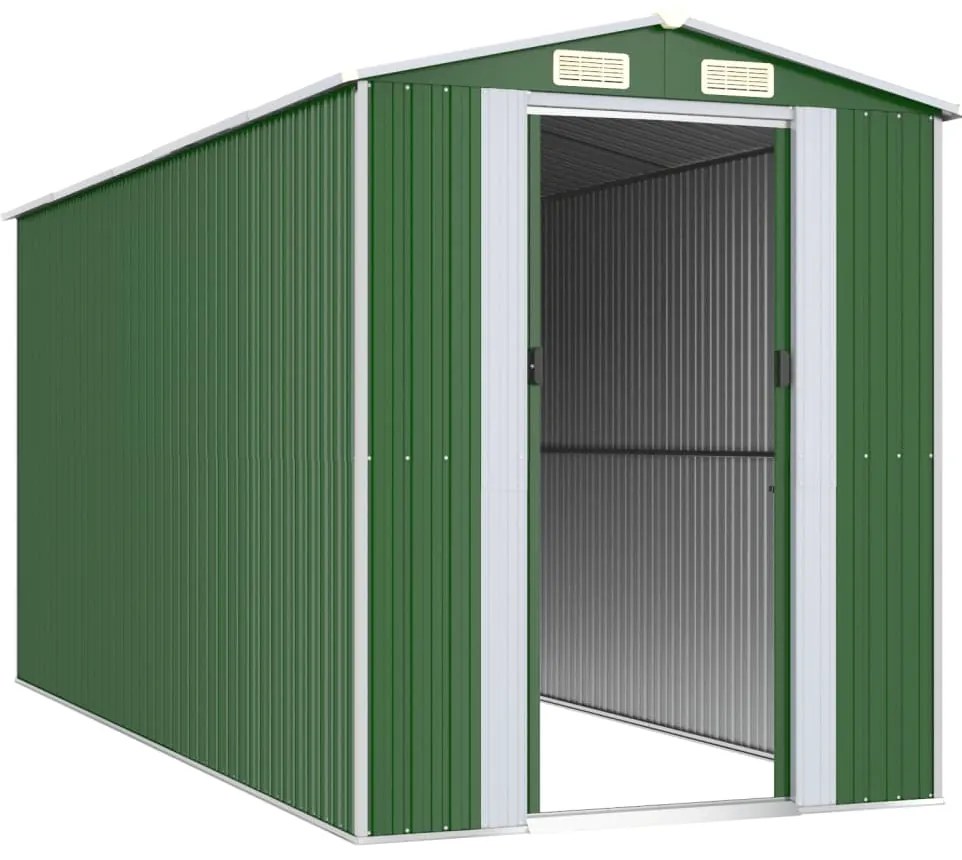 vidaXL Αποθήκη Κήπου Πράσινη 192x440x223 εκ. Γαλβανισμένο Ατσάλι