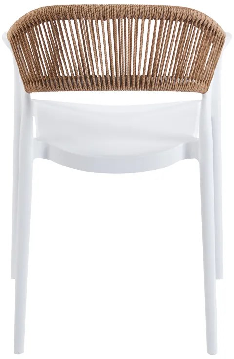 Πολυθρόνα Ankara pakoworld στοιβαζόμενη pp-pe rattan σε λευκή-φυσική απόχρωση 54x55.5x77εκ