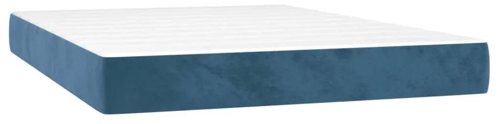 vidaXL Κρεβάτι Boxspring με Στρώμα Σκούρο Μπλε 140x200 εκ. Βελούδινο