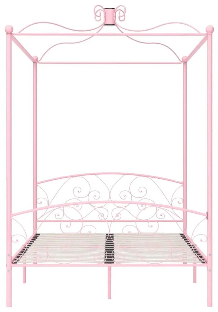 Πλαίσιο Κρεβατιού με Ουρανό Ροζ 140 x 200 εκ. Μεταλλικό - Ροζ