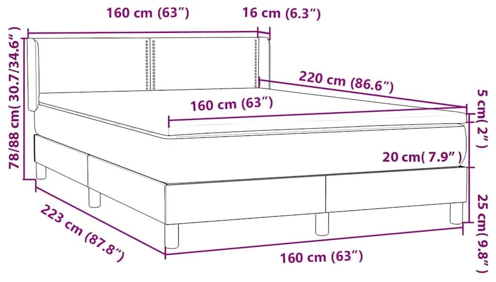 Box Spring κρεβάτι με στρώμα σκούρο πράσινο 160x220cm Βελούδινο - Πράσινο