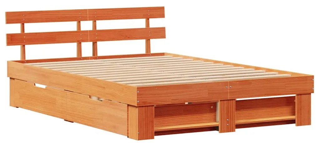 vidaXL Σκελετός Κρεβατιού Καφέ κεριού 160 x 200 cm Μασίφ ξύλο πεύκου
