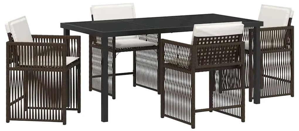 vidaXL Σέτ φαγητού για κήπο 5 pcs Καφέ συνθετικό ρατάν