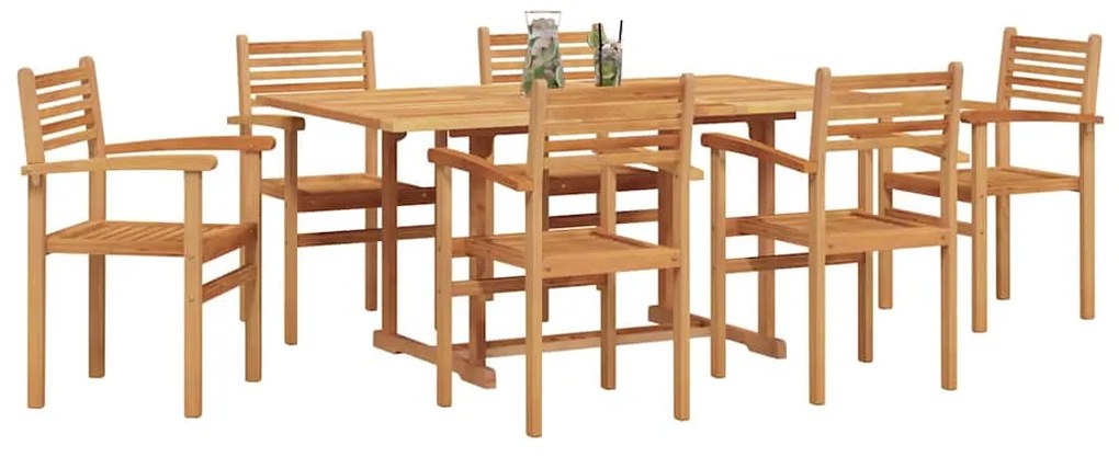 vidaXL Σέτ φαγητού για κήπο 7 pcs Καστανό Μασίφ ξύλο teak