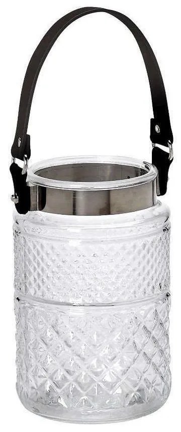 Φανάρι Με Δερμάτινη Λαβή RUN104K6 Διάφανο 19x12x12cm Espiel Metal, Glass