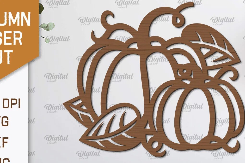 Σετ των 2 Intra απο ξύλο plywood 3mm-4mm πάχος Φθινοπωρινή διακόσμηση τοίχου με λέιζερ. Φθινοπωρινό Δίασταση 30x20 cm INTRAFABR-101606767