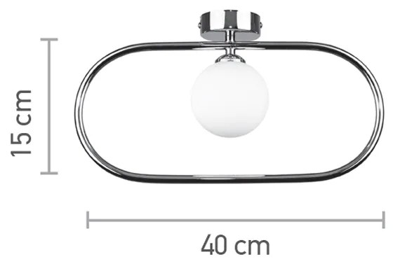 Επιτοίχιο φωτιστικό σε μαύρη απόχρωση και λευκή οπαλίνα 1XG9 D:40cm (43030-BL) - Γυαλί - 43030-BL