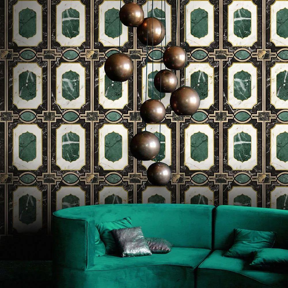 Ταπετσαρία Waldorf Emerald WP20356 Green-Black-White-Gold MindTheGap 52x300cm
