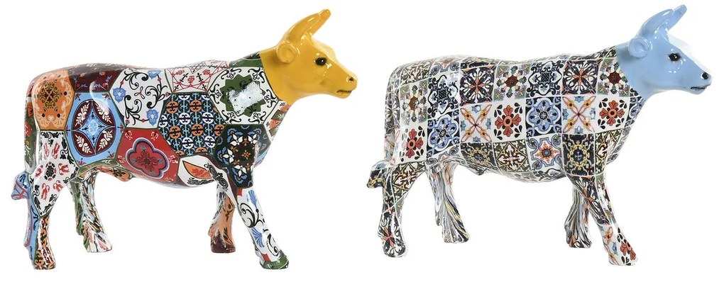 Διακοσμητική Φιγούρα Home ESPRIT Κίτρινο Μπλε Πολύχρωμο Ταύρος 16 x 6 x 12 cm (x2)