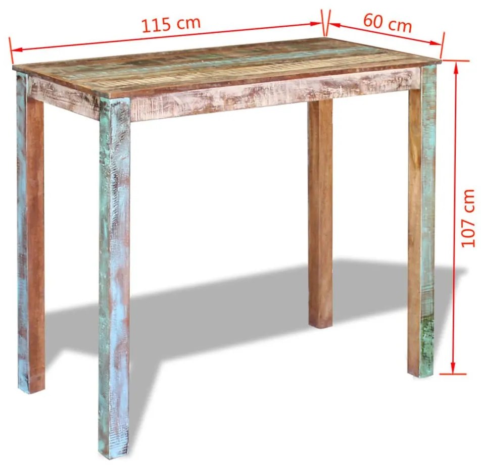 Τραπέζι Μπαρ 115 x 60 x 107 εκ. από Μασίφ Ανακυκλωμένο Ξύλο - Πολύχρωμο