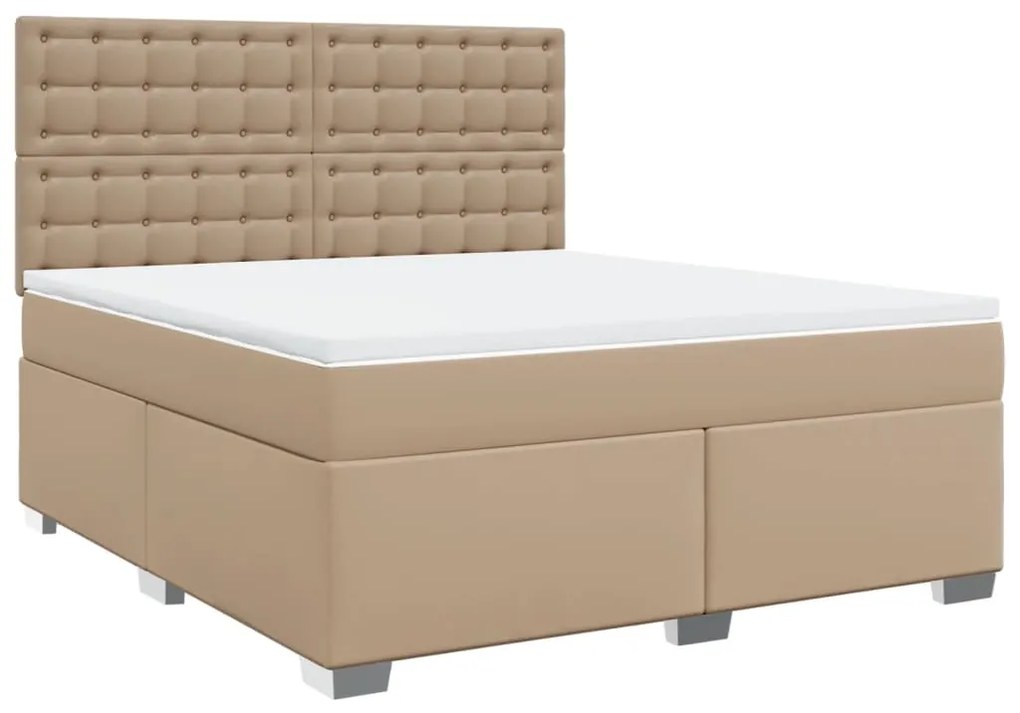 vidaXL Κρεβάτι Boxspring με Στρώμα Καπουτσίνο 180x200 εκ. Συνθ. Δέρμα