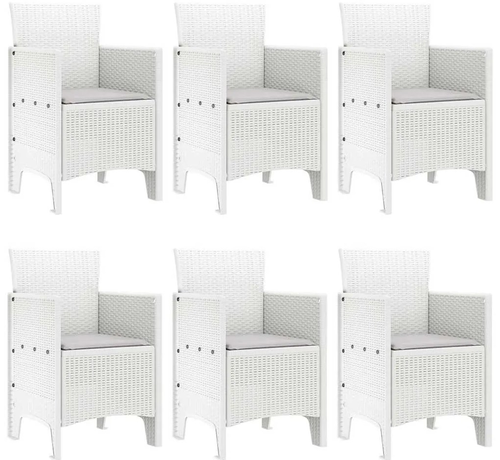 vidaXL Σέτ φαγητού για κήπο 7 pcs Λευκό Rattan Polt
