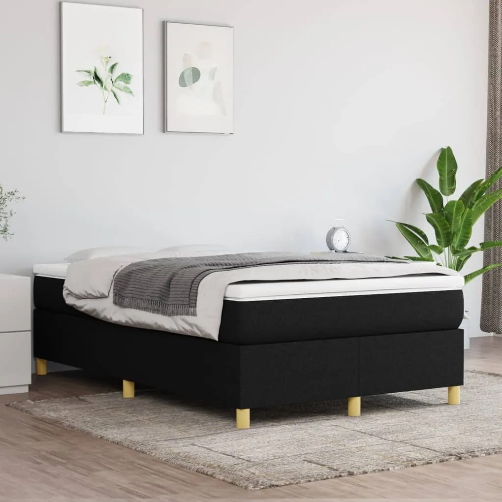 3120947 vidaXL Πλαίσιο Κρεβατιού Boxspring Μαύρο 120x200 εκ. Υφασμάτινο Μαύρο, 1 Τεμάχιο